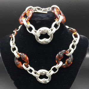 CHICO'S CHUNKY NECKLACE AND BRACELET SET